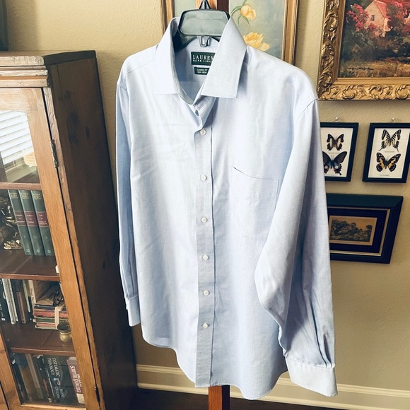 Lauren Ralph Lauren Classic Fit Non Iron men’s button shirt 16 32-33 light blue - Picture 3 of 8
